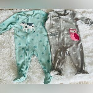 Carter’s Mint and Gray Animal Print Onsie Bundle, Size 6m